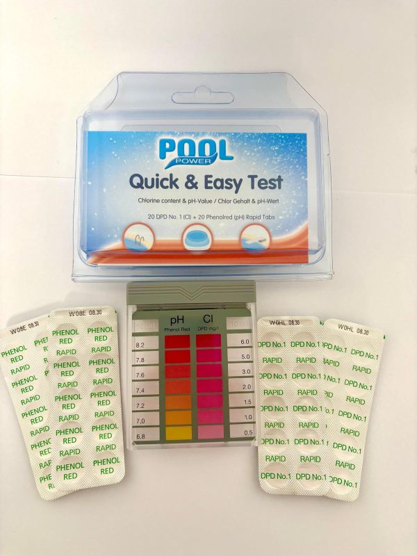 Pool Power Water Test Kit, 20 DPD Chlorine + 20 pH Test Tablets, with Colour Block